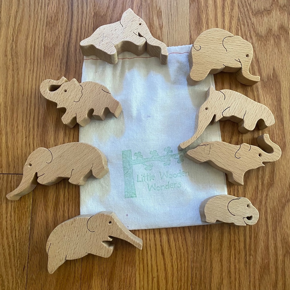 Nontoxic Handmade Wooden Stacking Elephants by Little Wooden Wonders
